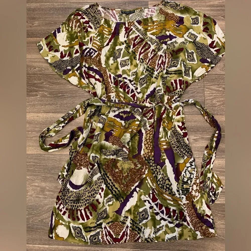 Mlle Gabrielle Women’s Mini Dress Size: 2X Elastic Waist with Tie